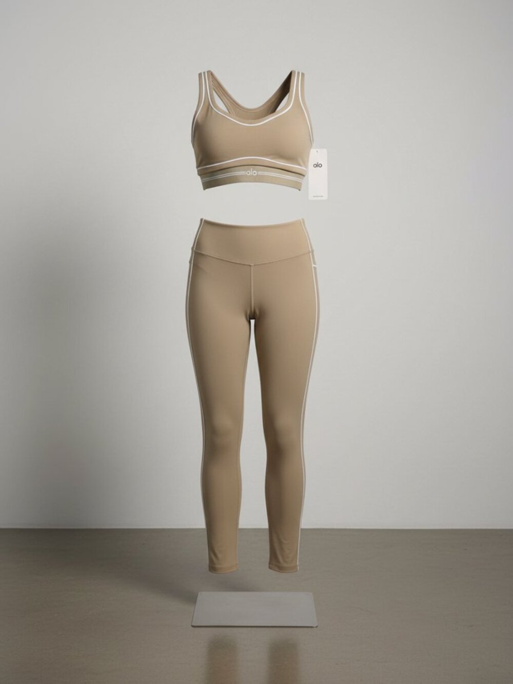 Alo Taupe Bra Top & Leggings Set – Medium